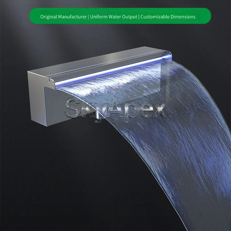 Colorful waterfall water curtain nozzle,swimming pool stainless steel waterfall outlet landscaping,fountain waterscape wall