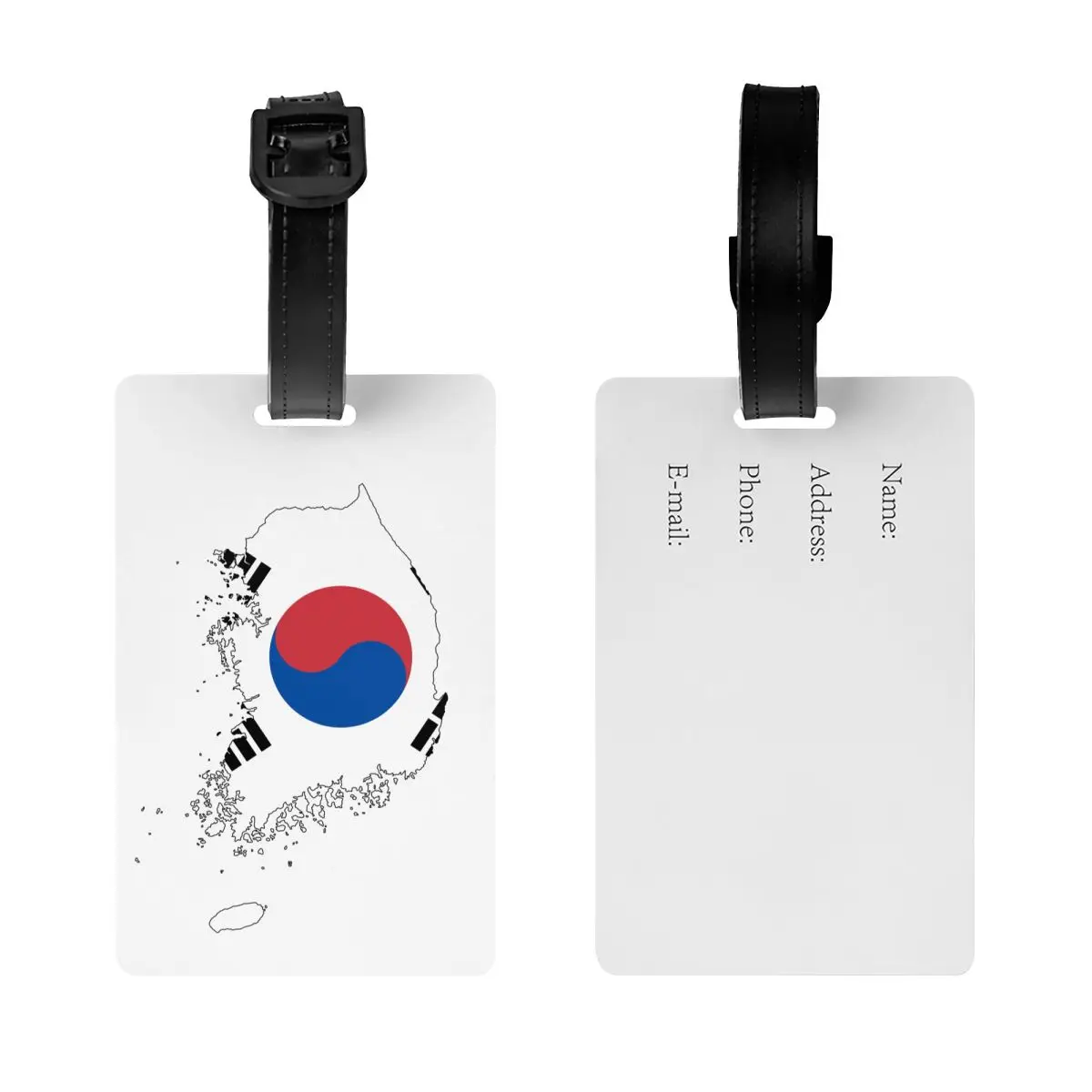 Custom South Korea Flag Map Luggage Tags Custom Baggage Tags Privacy Cover ID Label