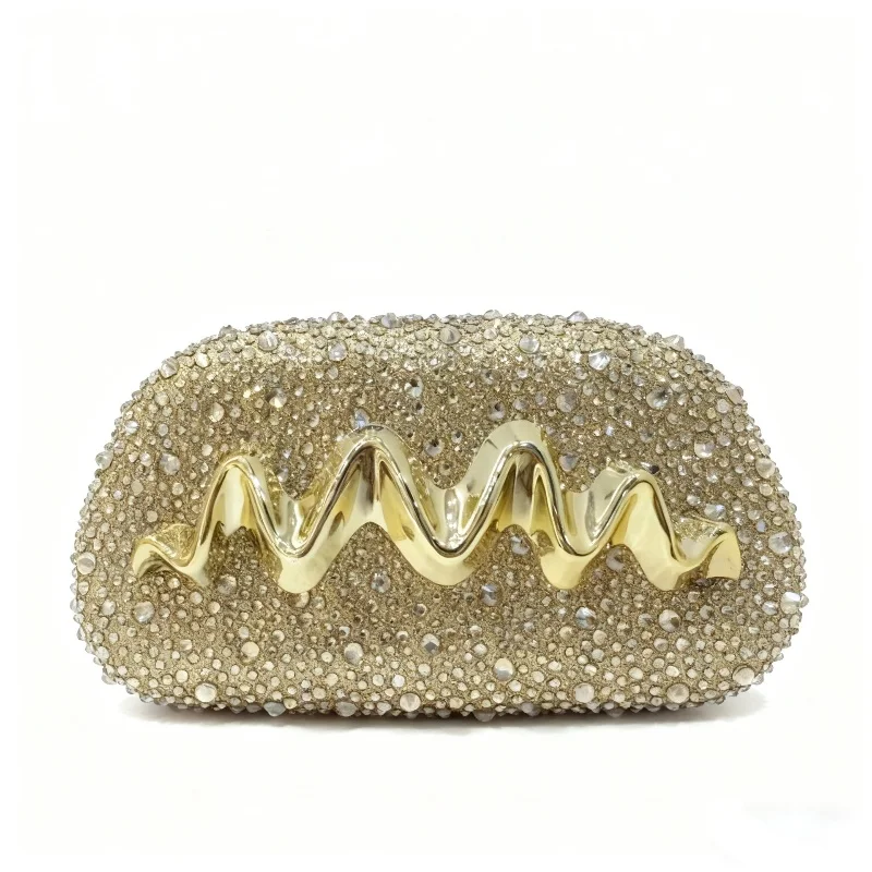 

European and American Women's Banquet Bag Clutch Bag Full Diamond Hand-held Bag Irregular Wrist Light Luxury Acrylic Evening Bag