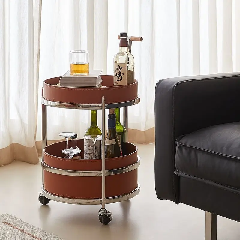 Modern light luxury edge few movable trolley high sense stainless steel sofa edge several Internet celebrities ins wind saddle l