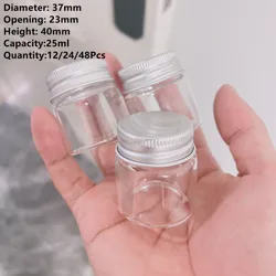 Glass Bottles 12 Pcs 23*37*40mm 25ml Aluminium Cap Glass jars Empty Containers Wishing bottles Mini Vials