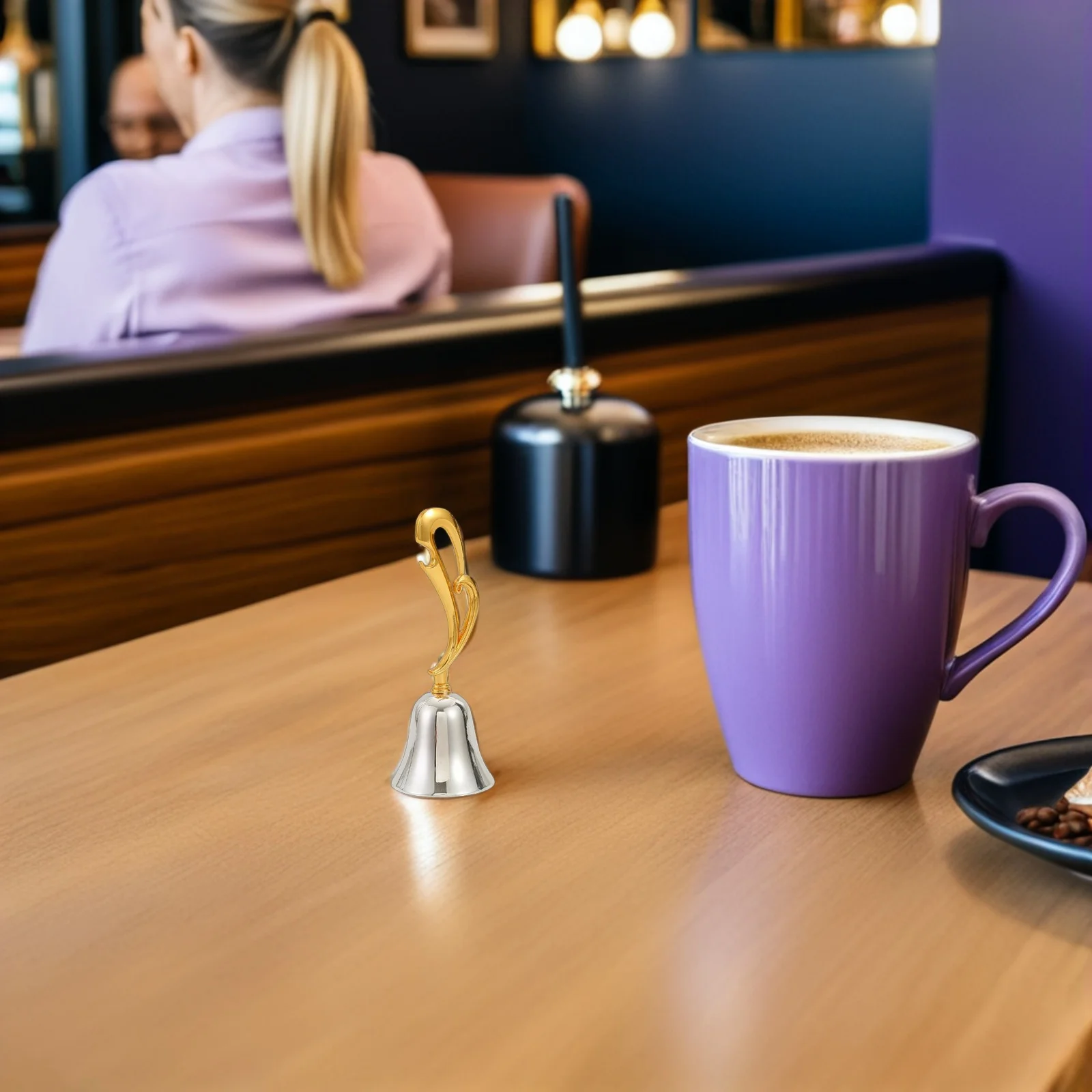 Elegant Hand Bells for Adults - Gold Handle Zinc Alloy Metal Call Bell Loud Ringing Service Desk Bell for Restaurant Hotel