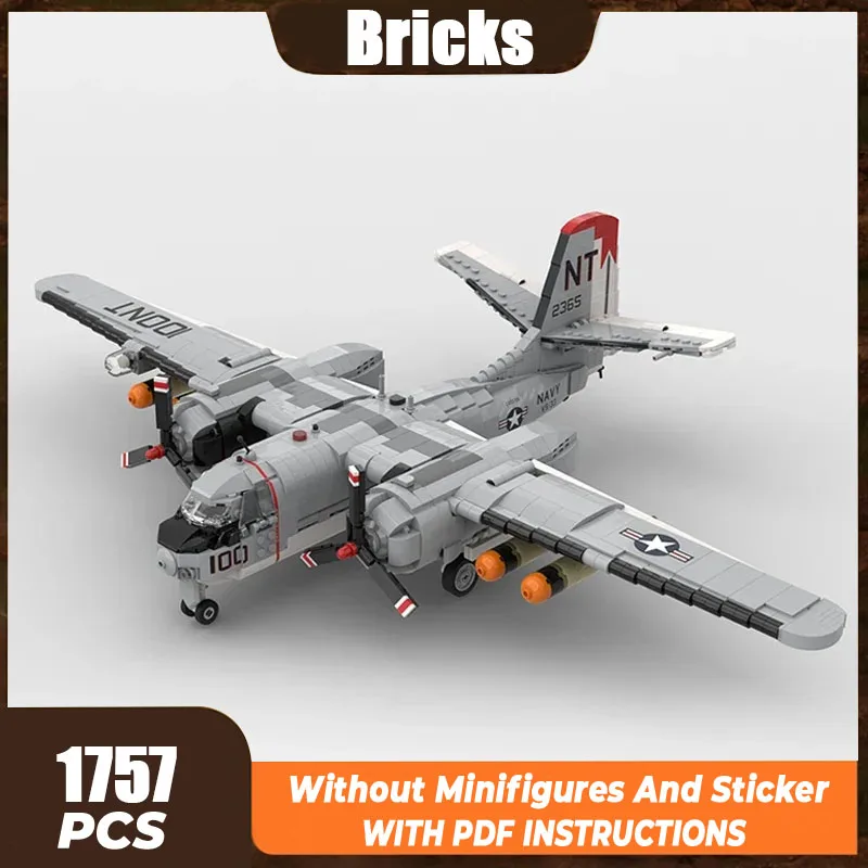 Moc Building Bricks Military Fighter Model 1:35 Scale S-2 Tracker Technology Modular Blocks Gift Christmas Toys DIY Set Assembly