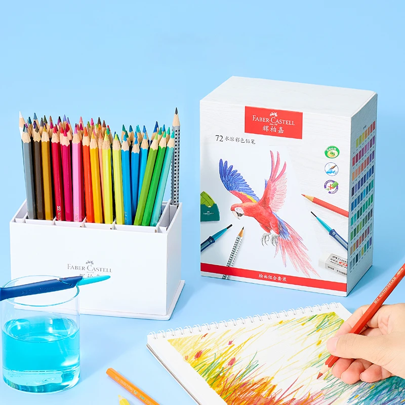 Faber-Castell Red 48, Aquarellstifte-Set, Nass- und Trockengebrauch mit Radiergummi, Bleistift, Kunst, Geschenk für Anfänger und Studenten