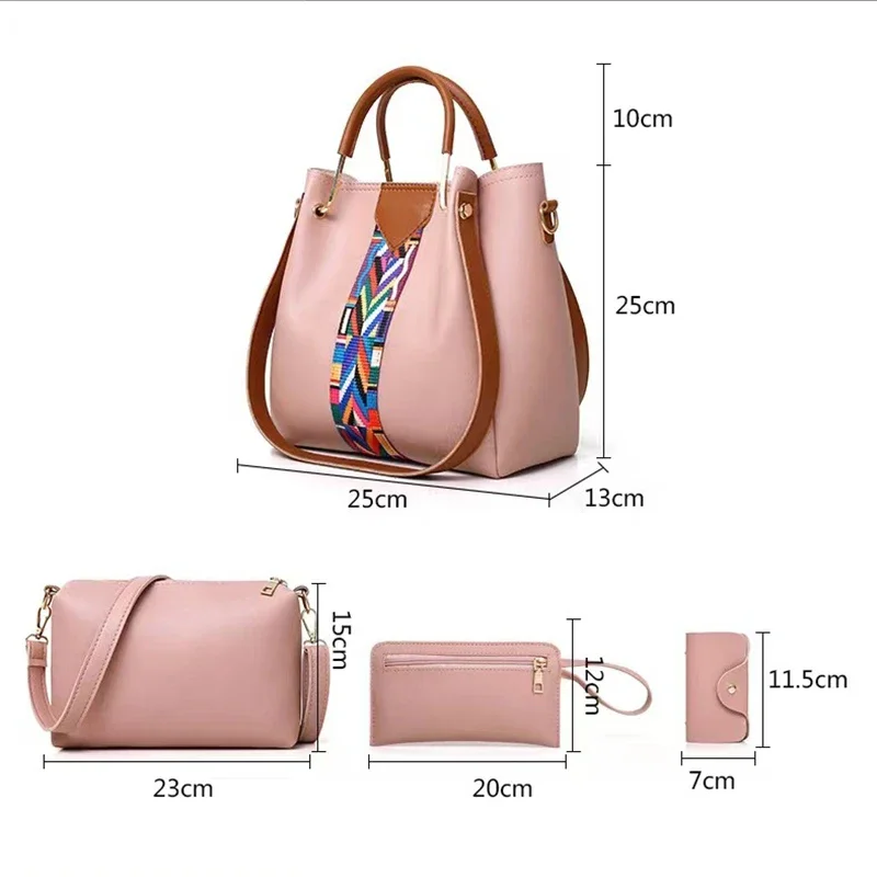 Luxury Handbag Large Capacity Tote Bag 4 Pcs Women's Bag Fashion Shoulder Bag Wallet Card Case image 3
