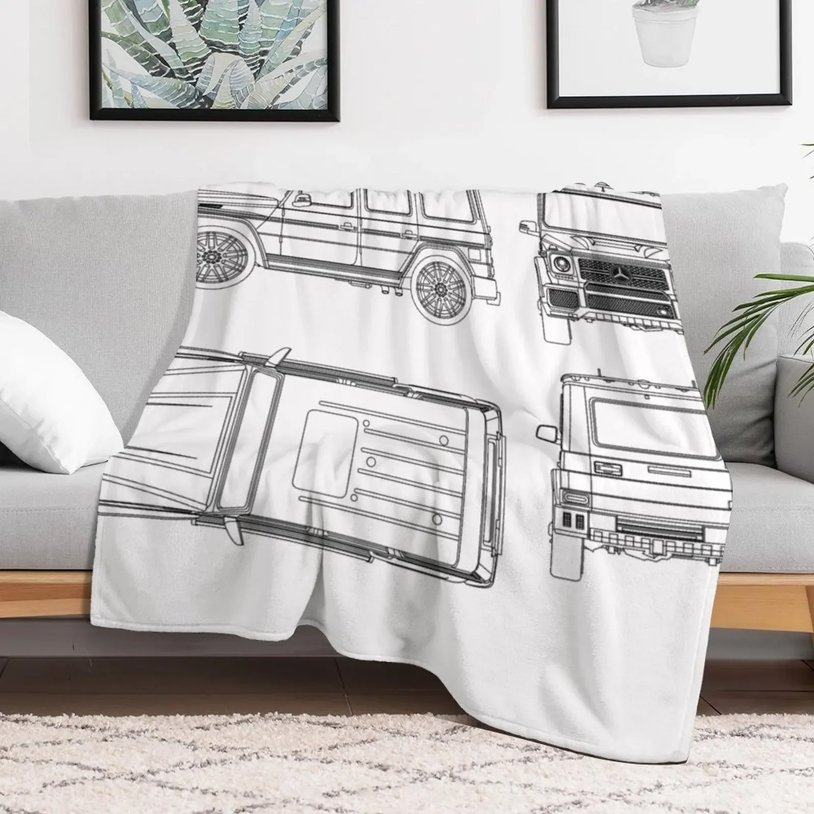 G-Wagon Tuning Blueprint Throw Blanket Thin Soft Decorative Sofa Blankets