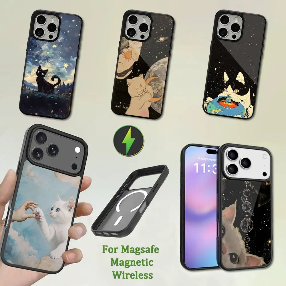 

Abstract Kitten Cute Art Phone Case For iPhone 13,12,11,16,15,17,14,Pro,Max,Plus,Mini,Magsafe,Magnetic Wireless Charging