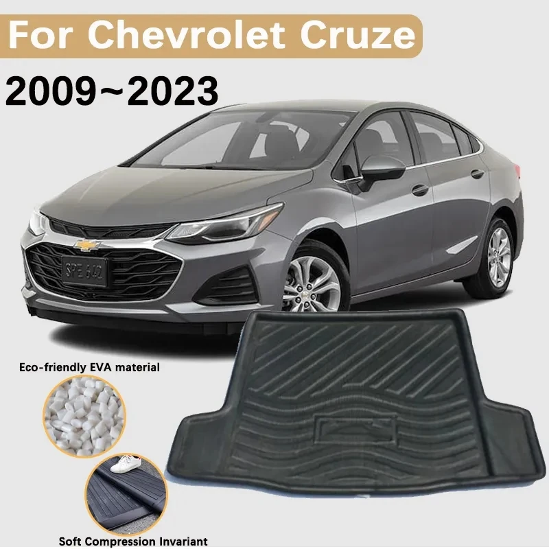 Car Trunk Mats for Chevrolet Cruze 2015 Accessories 2009~2023 Sedan Cargo Trunk Waterproof Carpet Liner Storage Pad EVA Material