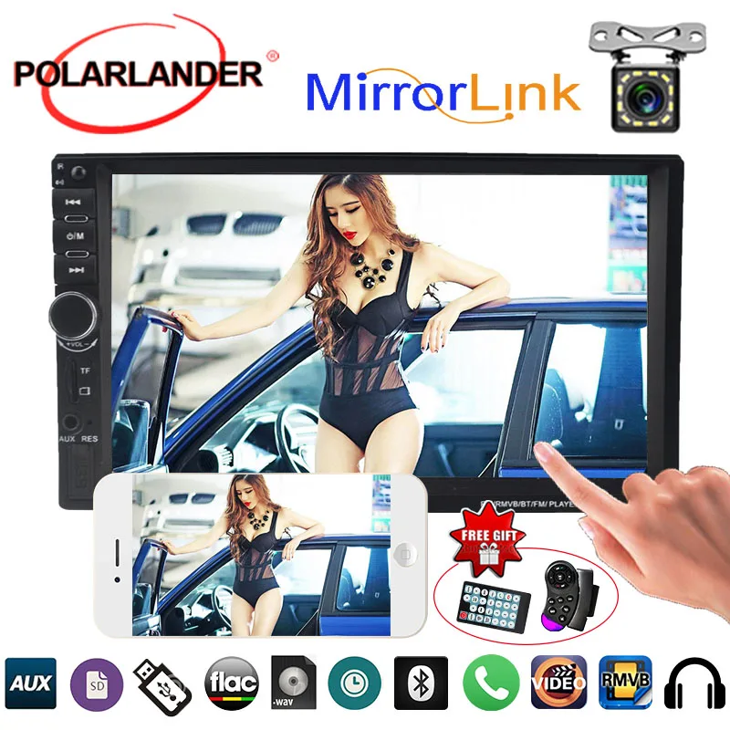 2 Din 7 Inch Touch Mirror Link Screen Bluetooth Car MP5 Player Auto Video AUX/FM/USB/TF Mirror radio cassette player Autoradio