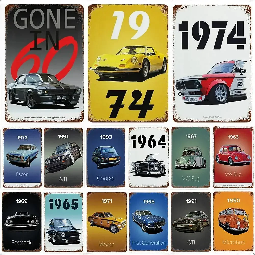 Vintage Car Decoration 80s GTI Sports Classic Car Metal Tin Sign Plaque Garage Man Cave Living Room Home Wall Art Poster Plates