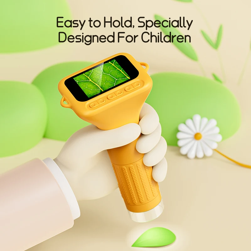 1000X مجهر محمول للأطفال 2.0 "شاشة قابلة للشحن المحمولة الجيب المجاهر الرقمية ايدو هدية للأطفال الذين تتراوح أعمارهم بين 4-12