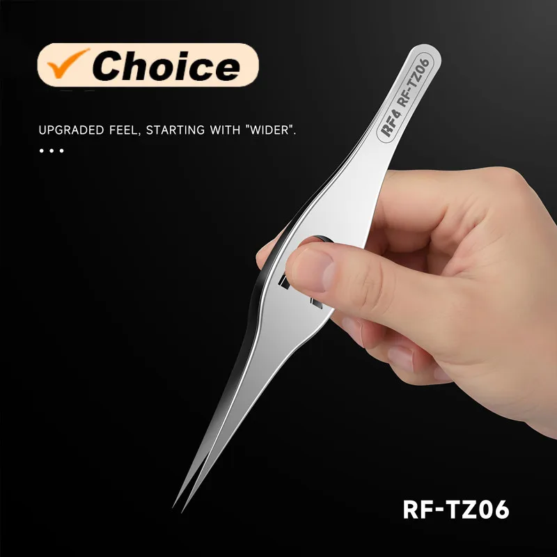 RF4 RF-TZ06 Electronic Repair Tweezers Stable and Precise Clamping Upgraded and Widened Design Suitable for Small Components