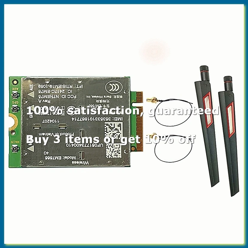 EM7565 4G LTE Module+2X 10DB Antenna -12 600Mbps CBRS M2 NGFF Module Cat12 EM7565 for Laptop Wireless Module-A32R