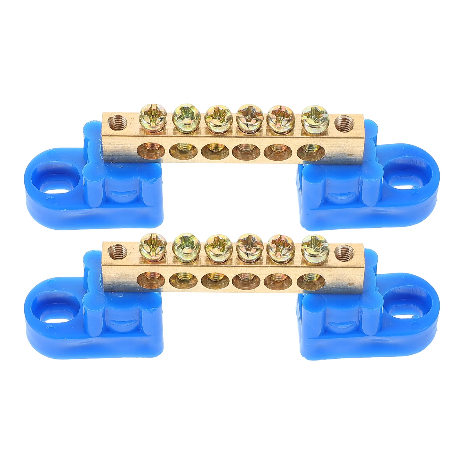 

2 Pcs Copper Terminal Electrical Grounding Bars Kits Block Terminals 6 Positions Bus Rods