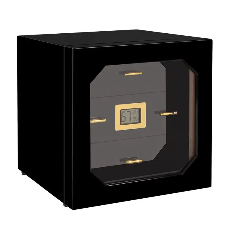 Cigar Cabinet Three Layers Cedar Wood Cigar Humidor Square Single Door Drawer Large Capacity Piano Lacquer Polished Cigar Box