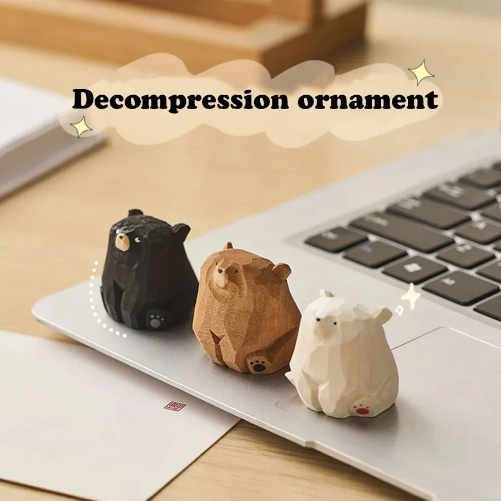 Unique Wooden Rocking Chair Bear Models Solid Wood Mini Bear Ornaments Cartoon Handmade Small Chair Ornaments Home Decor