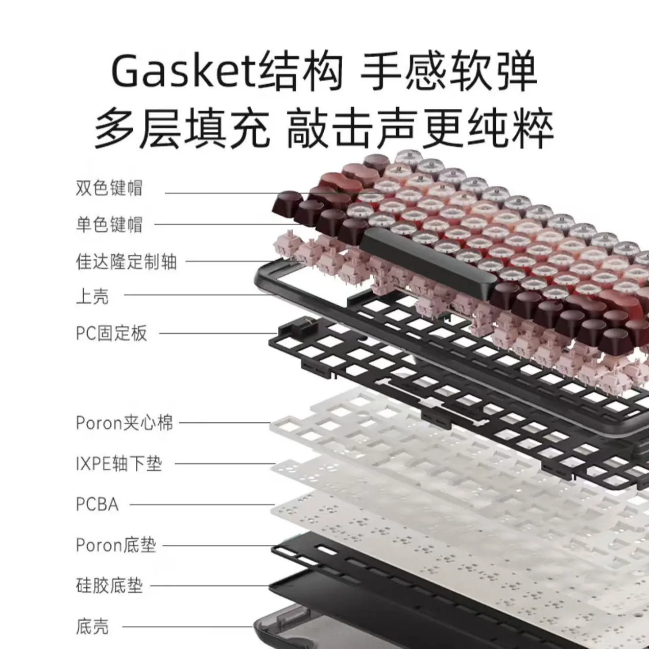 Lipstick lipstick black tube mechanical keyboard new dot bluetooth three-mode link