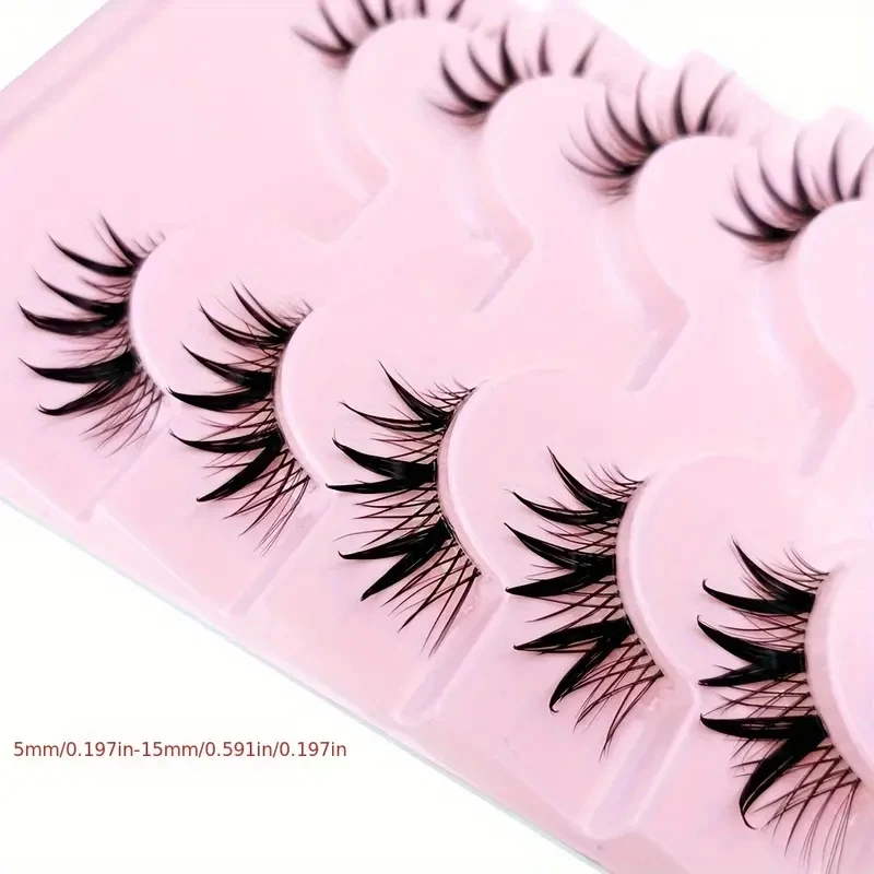 7 pairs half eye lashes with transparent stem natural long 3D lashes Dramatic fairy clusters Manga lashes false eyelashes wet Lo