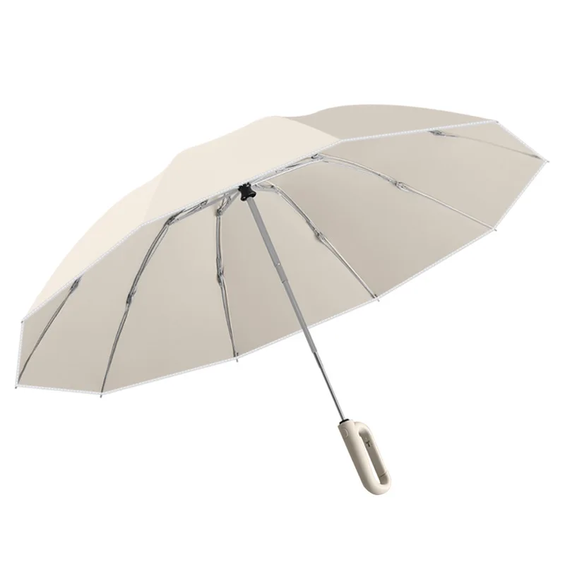 Creative Buckle Umbrella Solid Color Business Automatic Uv Protection Reinforced Durable Sun Parasol Windproof Rain Sunshade