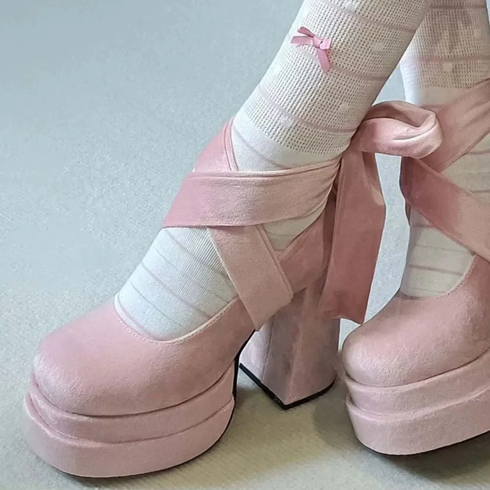 أحذية الشتاء النسائية عيد الميلاد سيدة سانتا كلوز تأثيري أحذية لوليتا عالية الكعب السنة الجديدة حفلة هدية ماري جينس منصة سميكة #2