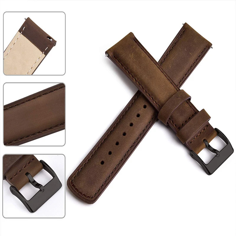 Vintage Leather Watch Strap 22mm For Huawei Bracelet For Samsung watch Accessories Quick Release Smartwatch Watchbands UTHAI