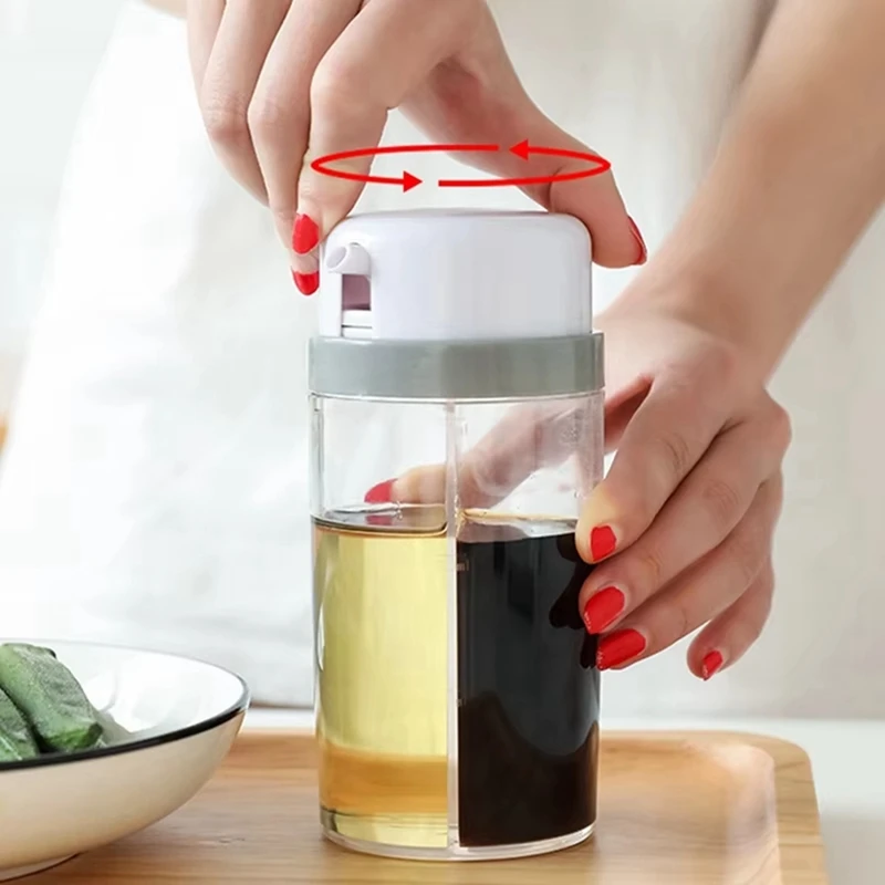 Rotating Two-In-One Seasoning Bottle Leak-Proof Oil Bottle Soy Sauce Bottle Storage Container Kitchen Storage Box