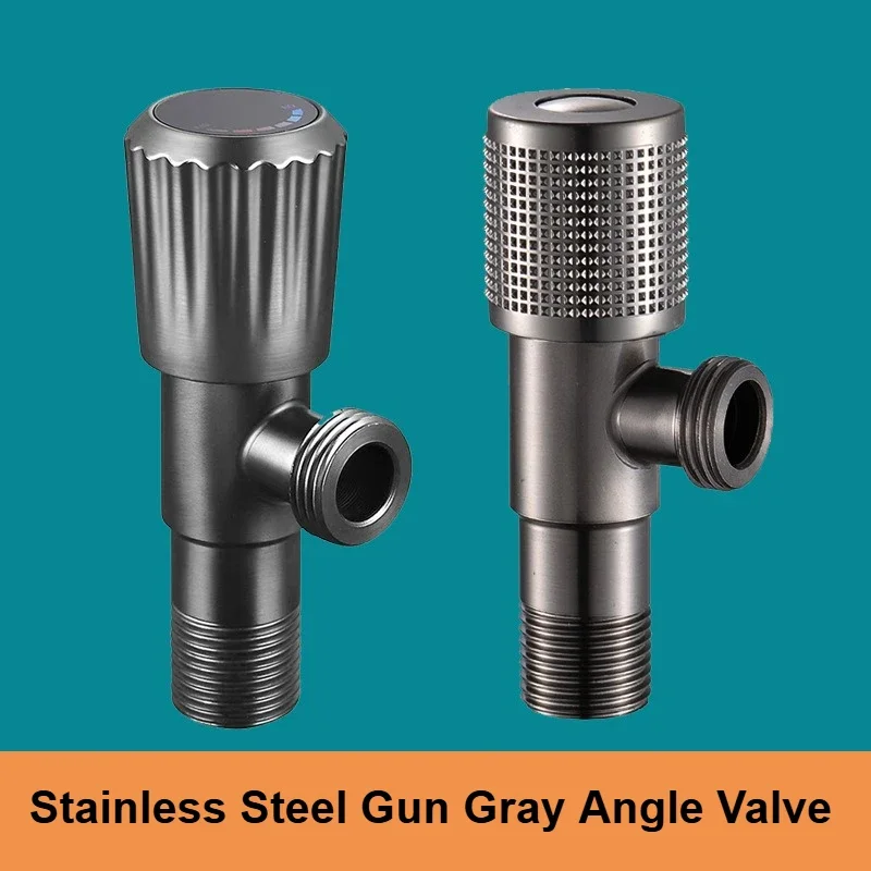 

Пистолет из нержавеющей стали, серый угловой клапан, роскошный треугольный клапан, запорный клапан для воды, утолщенный главный корпус, полностью медный сердечник клапана