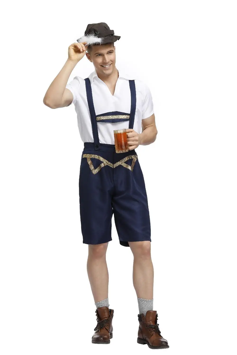 

Adult Male Fashion Germany Oktoberfest Lederhosen Costume Bavarian Traditional Festival Beer Men Costume