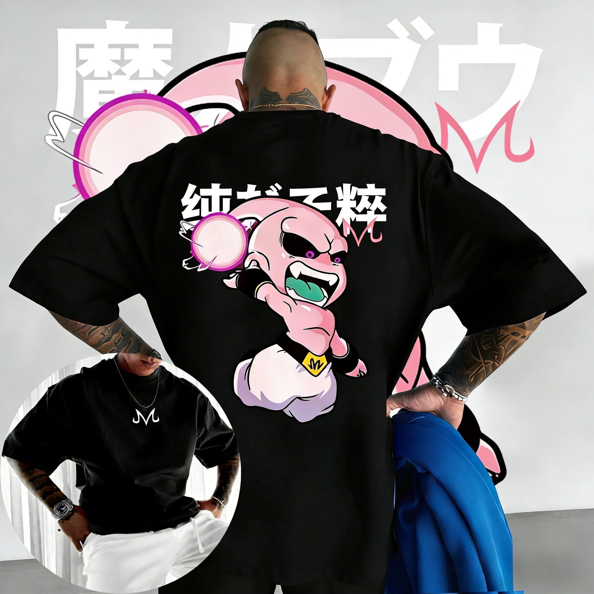 2026 Neues Sommer-T-Shirt zum 40. Jubiläum von Dragon Ball mit Majin Buu, 100% Baumwolle, Anime-Druck, Übergröße, Lässige Streetwear, Unisex, Y2k