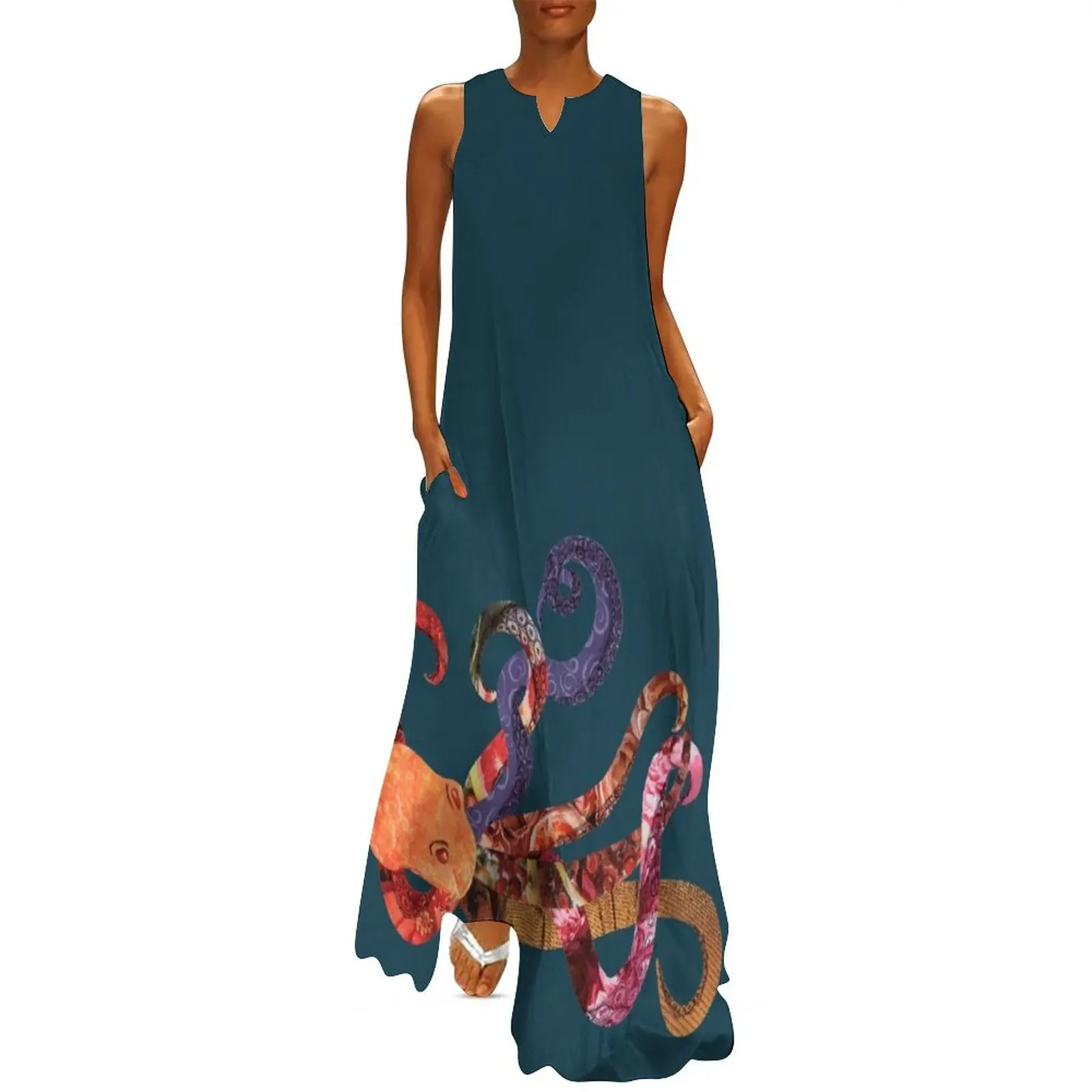 Octopus Collage Long Dress Beachwear summer dresses women 2025 Women's summer skirt Dress