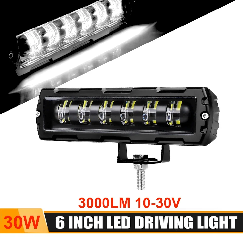 20W/30W 6 inch LED Light Bar 6D 7D LED Bar Off Road Work Light White Driving Lamp For Car Truck ATV SUV RV Trailer Tractor