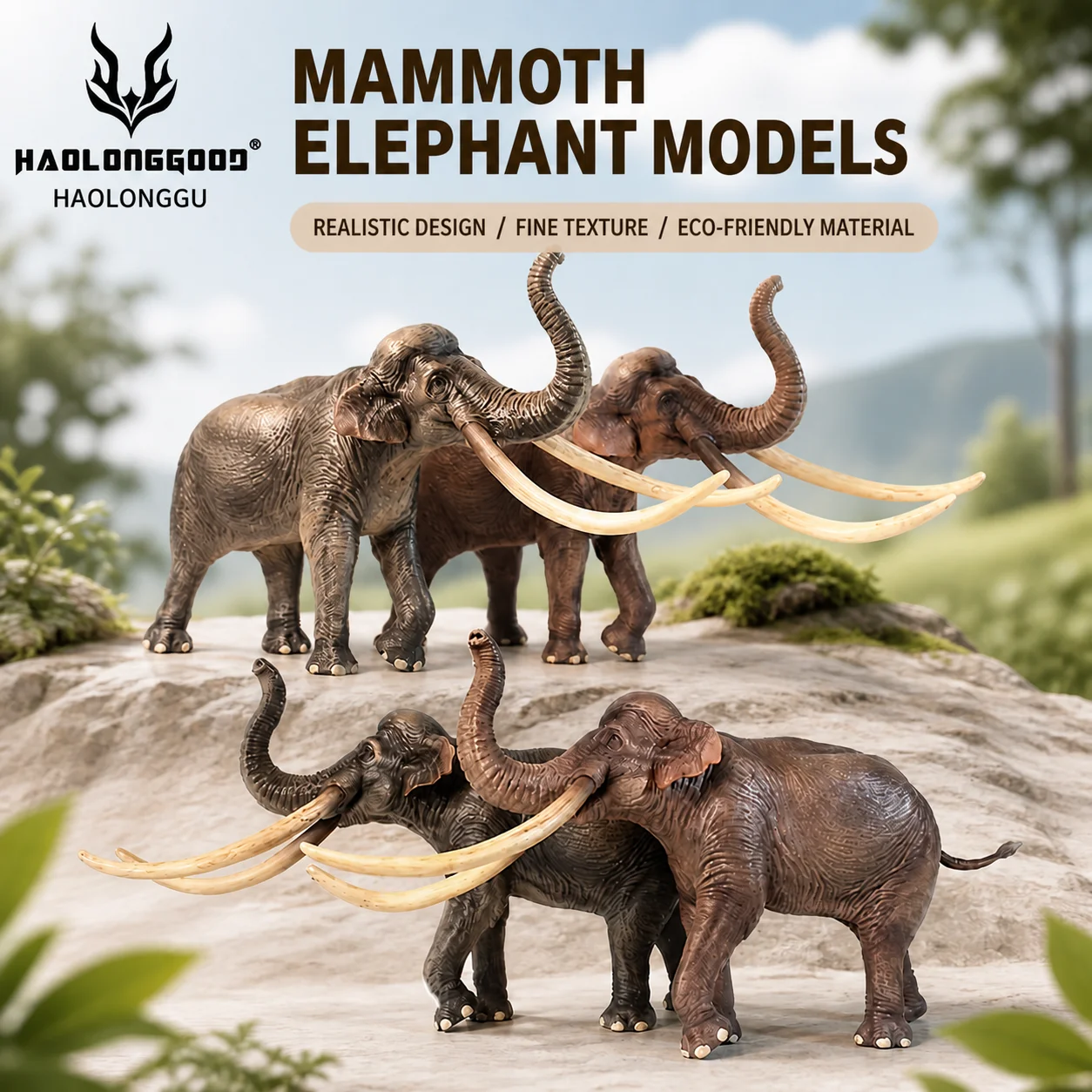 Auf Lager: Authentische Haolonggood Palaeoloxodon 1/35 Ausgestorbener prähistorischer Elefant PVC-Sammlerfigur Tischdekoration