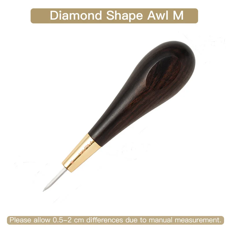 WUTA 2. Generation Ledernähte Ahle Diamantform Ebenholz Blackwood & Messing Bastelwerkzeug Handnähen Ahle DIY Stitcher Taper