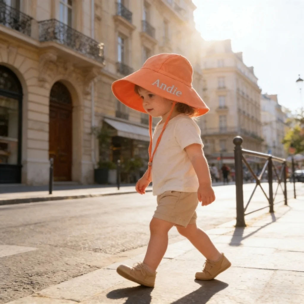 

Custom Baby Name Cotton Linen Bucket Hat for Kids - Wide Bridge Sun Hat for Boys & Girls Summer Spring Beach Travel Cap