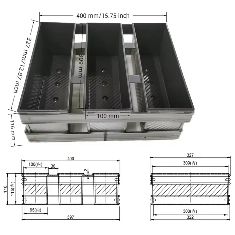 Rectangular Aluminum Steel Baking Pan Non Stick Bread Tray Durable Industrial Loaf Tin Easy Release Efficient Cleaning
