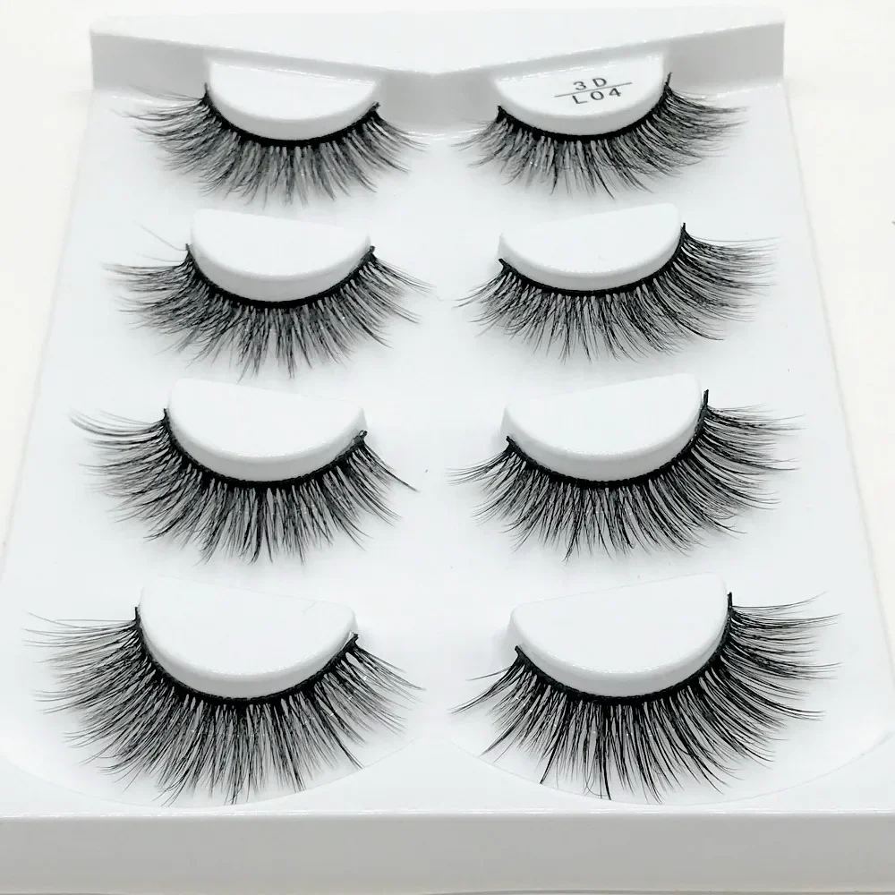 HBZGTLAD 2/4 คู่ขนตาปลอมธรรมชาติ 3D mink eye eyelash extension mink eye eyelash beauty