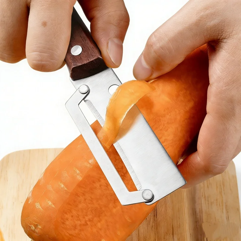 

1pcs Stainless Steel Peeler with Wooden Handle for Peeling and Slicing Fruits and Vegetables | Durable and Smooth Operation