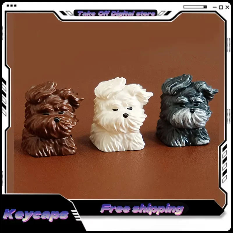 Cute Wind Blowing Puppy Personalized Creative Keycap Resin Material Hand Colored Only Suitable Cross Axis Mechanical Keyboard