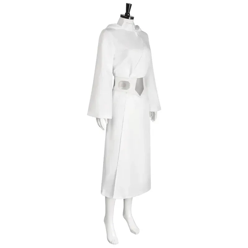 

CyLeia Organa Solo White Long Sleeve Dress Cosplay Costume Halloween Masquerade Carnival Dress Up Party Outfits for Women