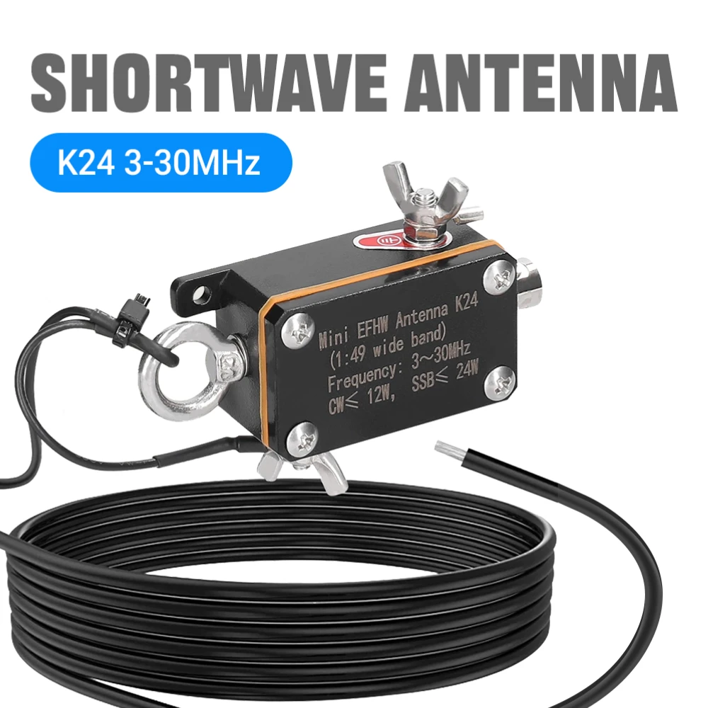 Professional K24 Pocket Antenna 3-30MHz Wideband EFHW - Complete HF Shortwave Solution with Storage Bag for Field and Mobile Use