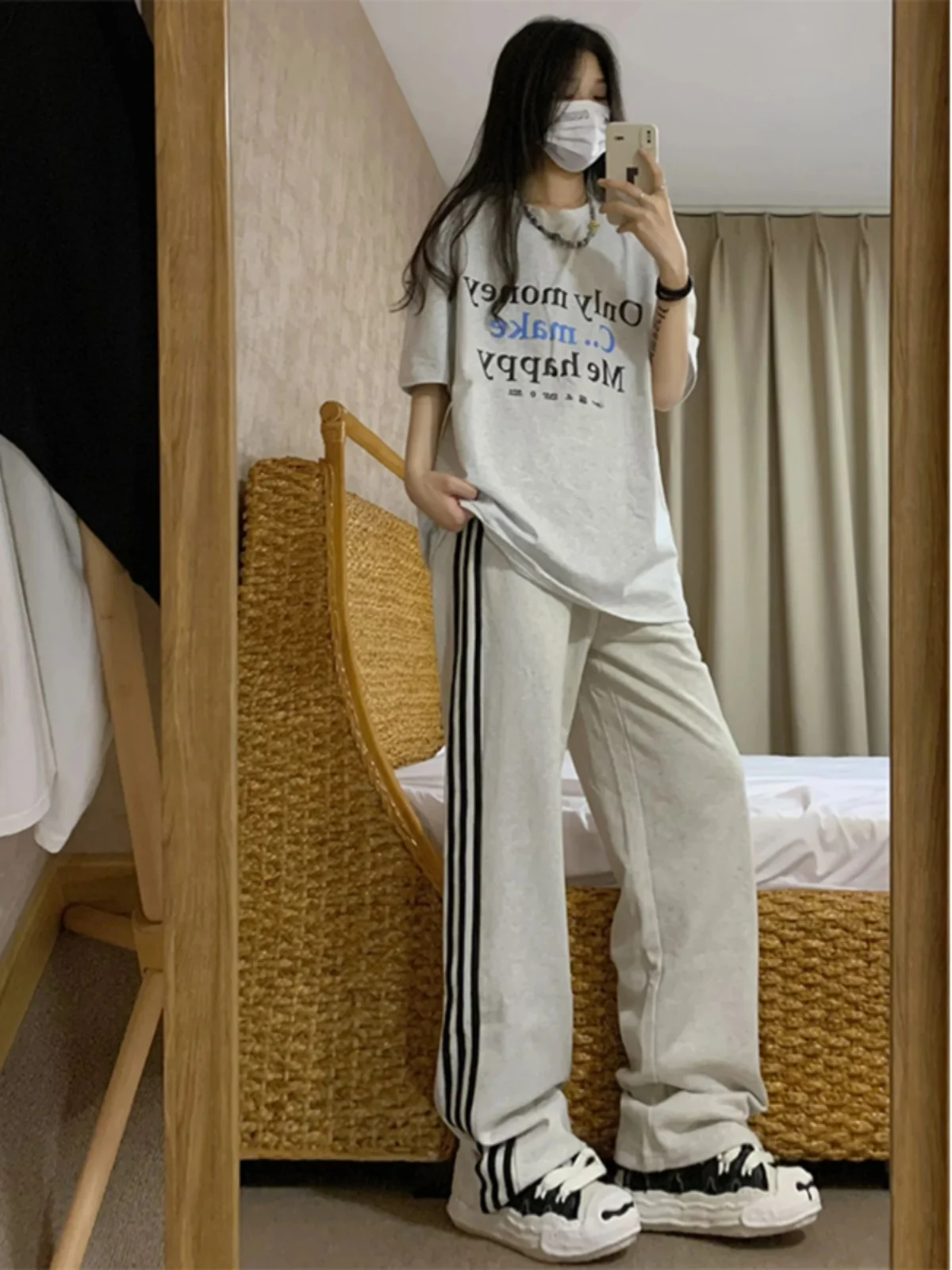 

Мужские брюки-джоггеры с цветочным принтом, прямые, свободного кроя, в американском стиле, для весны и осени, повседневные, для отдыха