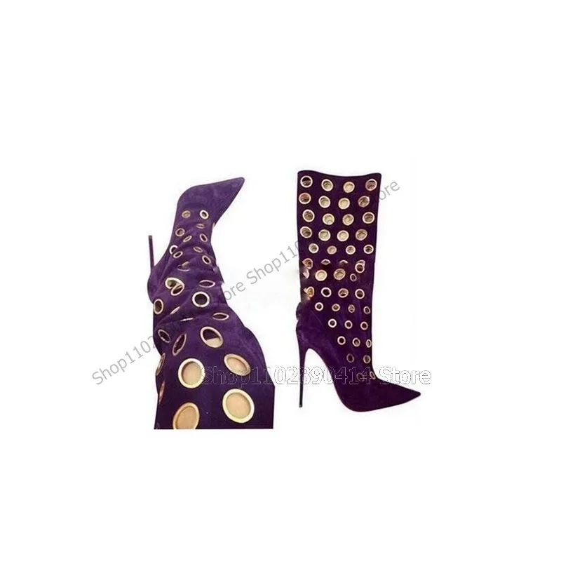 

Four Colors Hollow Design Pointed Toe Boots Over The Knee Women Shoes Thin High Heels Fashionable Sexy 2026 Zapatos Para Mujere