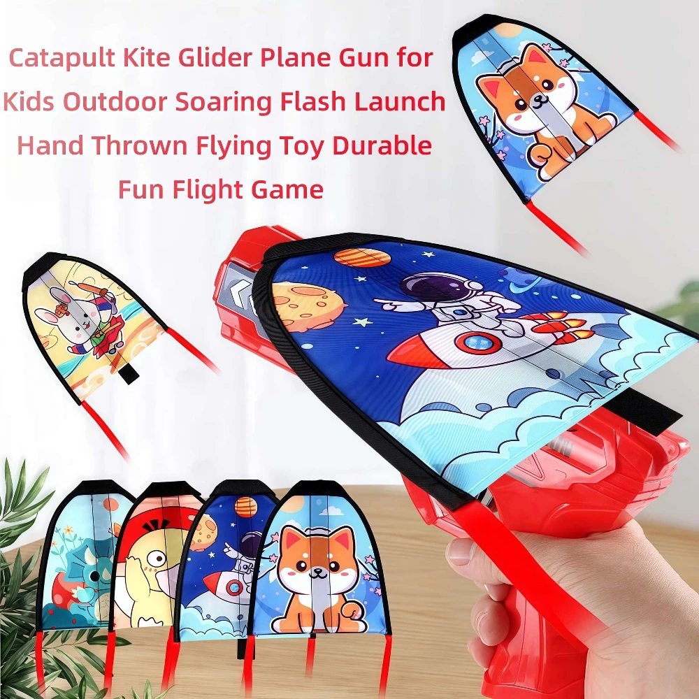 Catapult Kite เครื่องร่อนเครื่องบินปืนสําหรับเด็กกลางแจ้ง Soaring Flash Launch มือโยนของเล่นบินทนทานสนุกเที่ยวบินเกม
