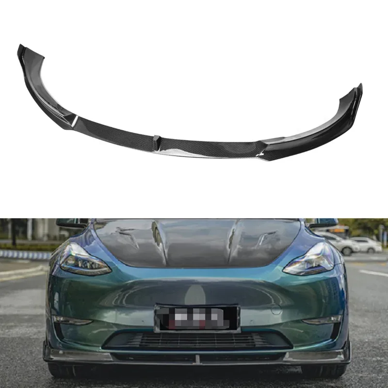 For Tesla Model Y 2021+ V Style New Carbon Front Bumper Lip Spoiler Body Kit