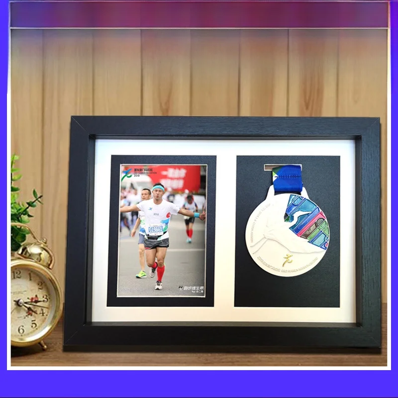 

Wooden Medal Display Frame Marathon Bae Frame Creative Photo Frame Stand Simple Modern Rectangle Densi Board from China