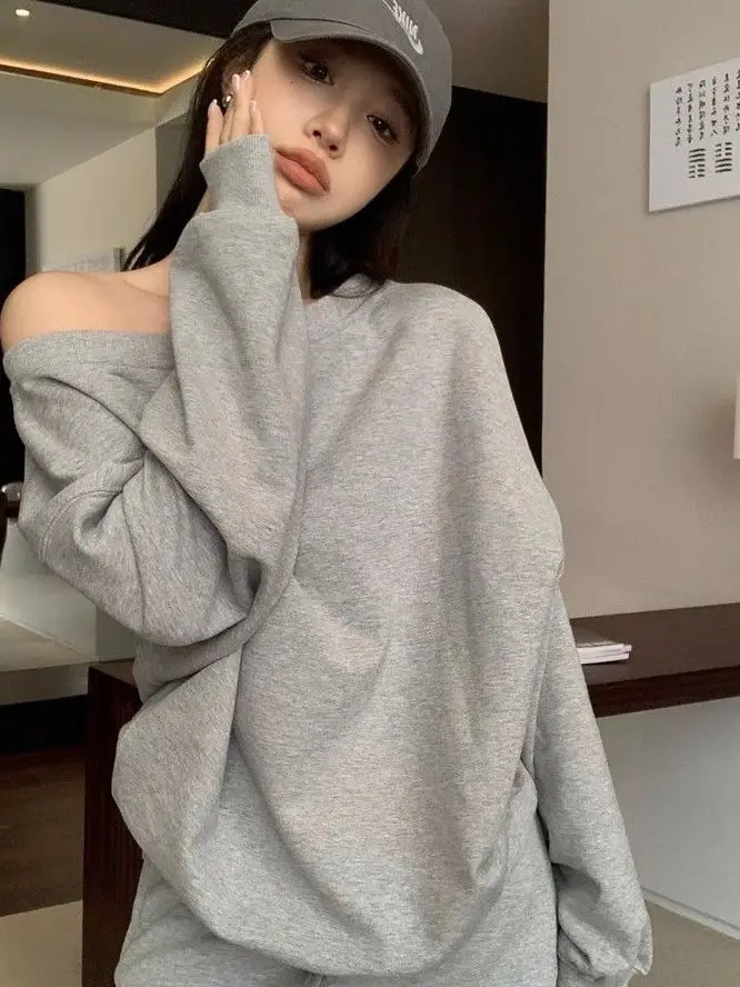 

Толстовка для горячих девушек в стиле ретро, топ, брюки с высокой талией, комплект из двух предметов для лечения людей, чтобы выглядеть высоким крутым и милым INS