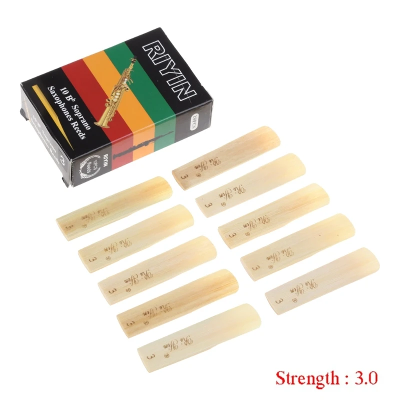 10pcs แซ็กโซโฟน Reed ชุด Strength 1.5 2.0 2.5 3.5 สำหรับ Soprano Sax Reed Woodwind อุปกรณ์เสริม G99D