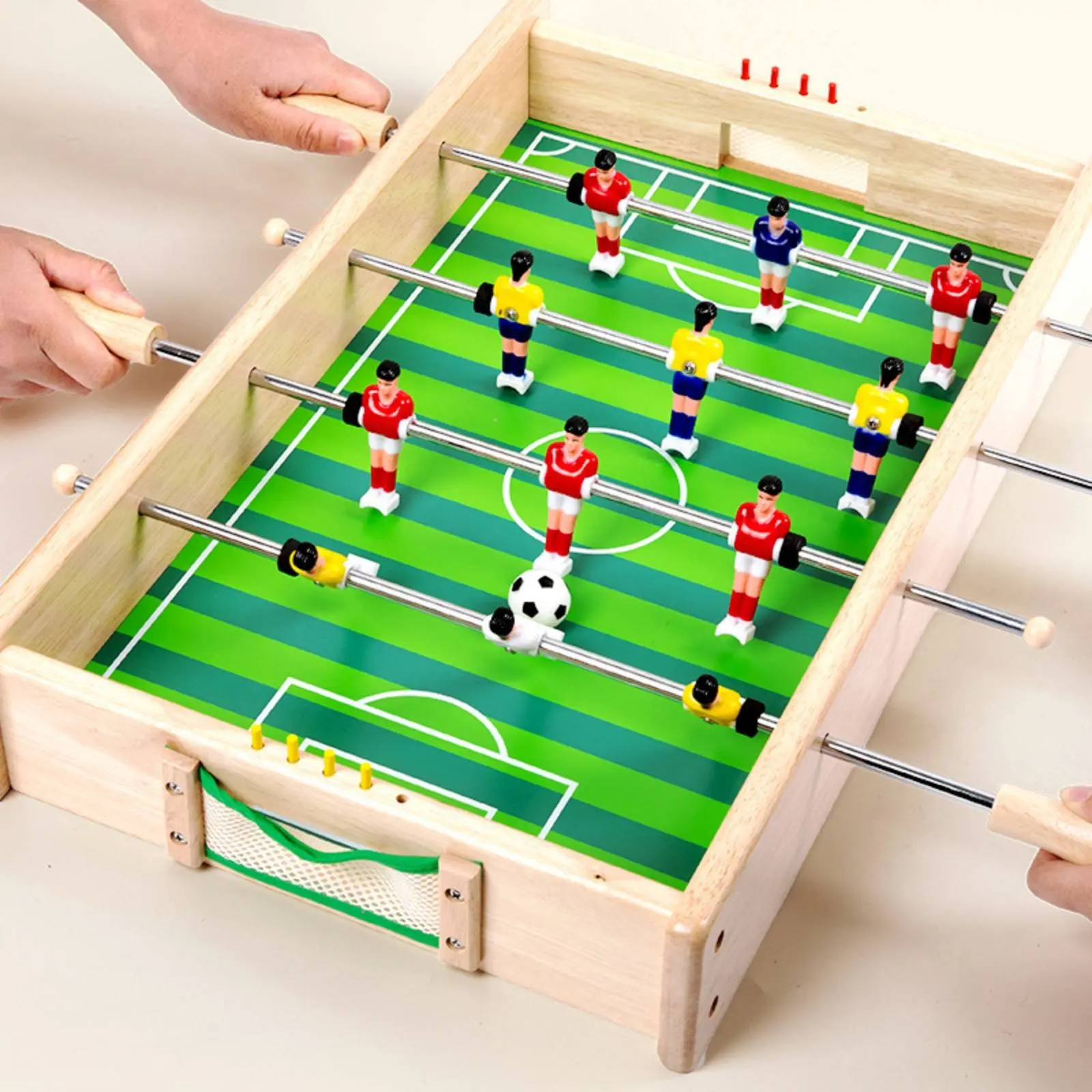 

Table Football Game 2-in-1 Wooden Foosball Table Wooden Soccer Game Double Player Tabletop Foosball Set Interactive for Playroom