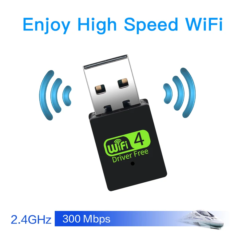 Dongle WiFi USB 300Mbps Adattatore WiFi USB 2.0 WiFi 4 Scheda di rete wireless per PC desktop portatile per 10/11