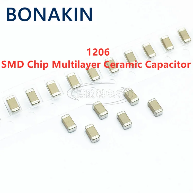 Capacitor cerâmico multicamadas, microplaqueta de SMD, 1206, 33UF, 336M, 6,3 V, 10V, 16V, 25V, 50V, X7R, MLCC, 20% ±, 20 PCes